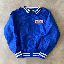 King Louie Baseball Jacket Mens Medium Made In USA Snap Down USA Bomber, Blue