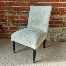 Fab Vintage Retro MCM Petite Off White Faux Fur Cocktail Bedroom Accent Chair