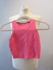 Women's Zara Pink Knitted Tank Top Sleeveless Jumper Cropped UK Size 6 EU 34