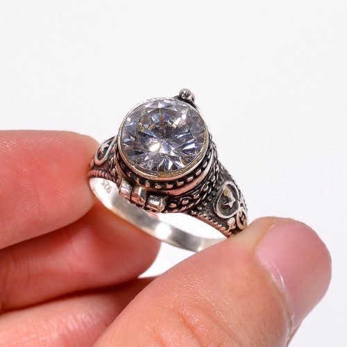 White topaz poison ring - topaz,