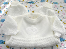 Knit Romper White Play Suit Emb Apple Baby 3 - 9 m Footless Textured Spanish