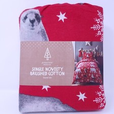 Kirkton House Christmas Reindeer Novelty 100% Brushed Cotton Single Duvet Set