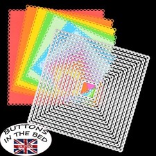 Nest of 12 Square Scallop Edged Patterned Metal Cutting Dies, Card Making, H7