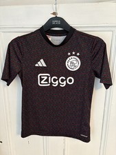 Boys Adidas Ajax Amsterdam Pre Match Jersey 2024-25 Black Red Age 11-12 Yrs VGC