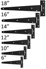 2x Black Tee Hinges Small-large Outdoor Stable Door Gate Shed Metal T Hinge Pair