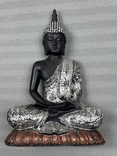 Seated buddha ornament silver - ornament,