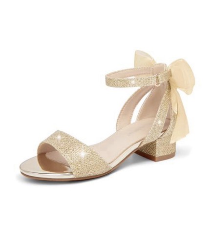 Girls gold glitter bow open - gold,