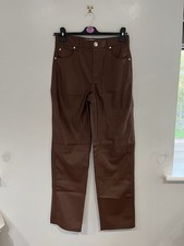 Brown Faux Leather Trousers Bershka - Womens M