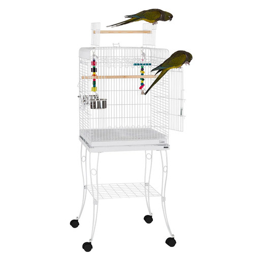 Large white bird cage with - bird,
