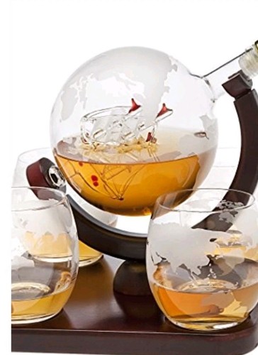 Whiskey decanter set - whiskey, set,globe