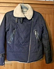 BARBOUR LADIES  BIKER QUILTED  LINED JACKET SIZE UK 12 LEATHER TRIM SEE PICTURES