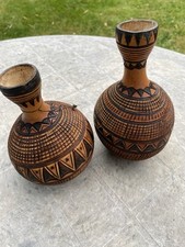 2 Vintage Hand Etched African