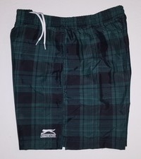 MENS SLAZENGER GREEN CHECK SWIM/LEISURE SHORTS - SIZE MEDIUM - RRP £24.99