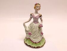 Porcelain Figurine Lady in a Ball Gown with Roses Vintage Green