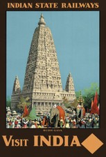 TA60 Vintage Visit India Budh Gaya Indian Railways Travel Poster Print A2 A3