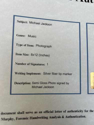 Michael jackson signed coa - jackson,