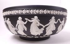 WEDGWOOD BLACK JASPERWARE DANCING HOURS LARGE BOWL