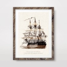 PIRATE SHIP ILLUSTRATION NAUTICAL ART PRINT Home Decor Wall Picture A4 A3 A2