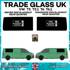 VW T6 Transporter BLACK OUT Rear Quarter Windows for LWB FAKE WINDOWS + FIT KIT