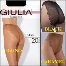 Giulia Bikini classic women's sheer silky matte tights with lace panties 20 Den