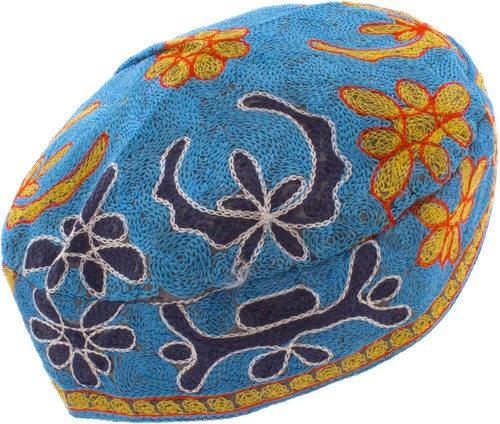 Light blue bucharian - blue, yarmulke
