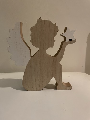 Carved wooden angel cherub - wooden,