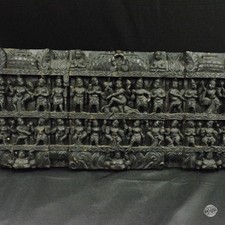 Antique Black Hand-Carved Indian Wooden Wall Panel 23.5" x 12" x2"