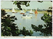 1980s Postcard Yachts & Boats Sailing on River Crouch Hullbridge Essex Unposted