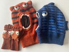 John Lewis Fish/Shark and Tiger Balaclava with Fox Gloves Age 6-8