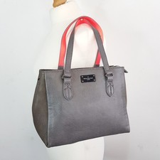 Pauls Boutique Faux Leather Grey & Pink Tote Handbag Textured Bag Summer Casual 