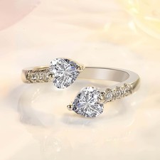 Double Heart Adjustable Ring