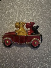 Butler and Wilson Enamel & Crystal Dog terriers "day out"  Brooch   RED BNIB