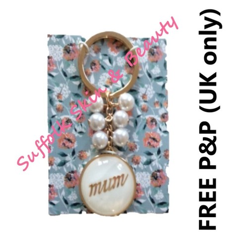 Mum keyring with faux pearls - keyring,