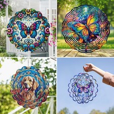 Magical 3D Kinetic Butterfly Windmill Wind Powered Garden Hanging Metal Spinner