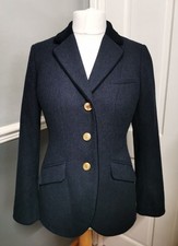 JOULES 'Parade' Blue Herringbone Tweed Jacket Blazer Excellent Size 14 £199 
