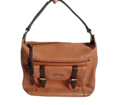 Brown Soft Leather Shoulder Bag By Mantaray