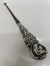 Levi & Salaman Antique 1902 Sterling Silver Handle Button Hook - Birmingham