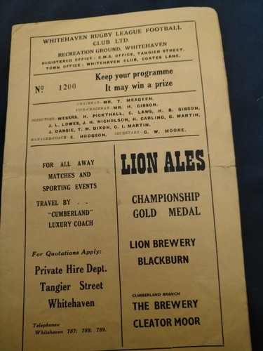 Vintage rugby league programme - vintage,