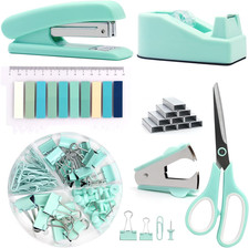 Teal Office Supplies and Desk