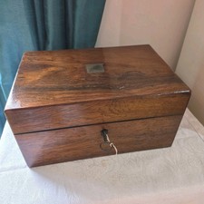 Victorian Wooden Sewing Box Velvet Interior Pin Cushion And Thread Slot