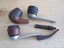 3 x Vintage British Made Briar Pipe Bowls & Loose Stems - Falcon etc