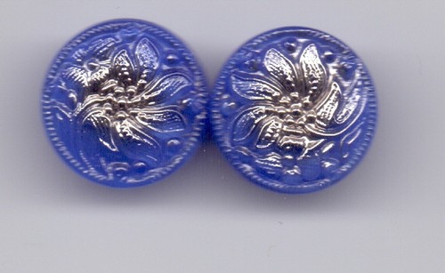 Pair glass vintage buttons - vintage,