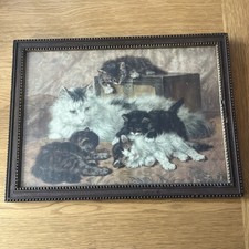 Pears lithographic Cat   print from 1905, entitled 'The Happy Mother.