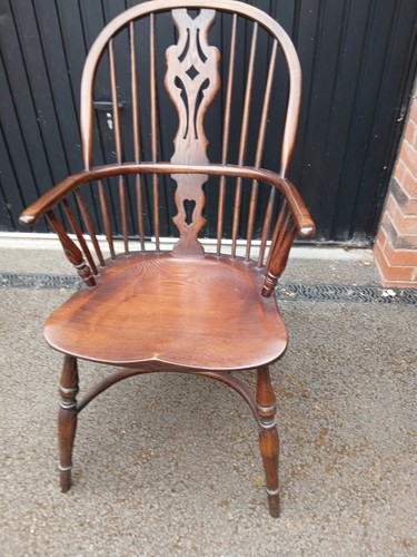 Dark elm large windsor chair - dark, chair.