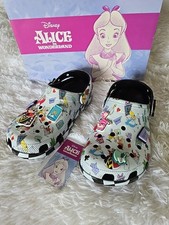 CROCS Disney Alice in Wonderland  Classic Clog 211192 w/ Jibbitz Women 9 Men 7