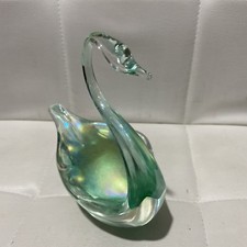 Swan Art Glass Ornament Home Decor Animal Figure Figurine Decoration VGC