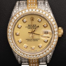 Rolex Datejust 26mm Iced Out Two-Tone Champagne Dial Diamond Watch, 6.70ct