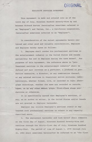 Richard burton contract - -,