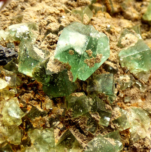 Green purple fluorite - green, crystals