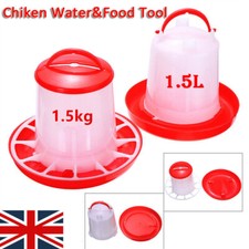 1.5kg Feeder 1.5 L Drinker Chicken Poultry Duck Hen Food Water Run House Coop UK